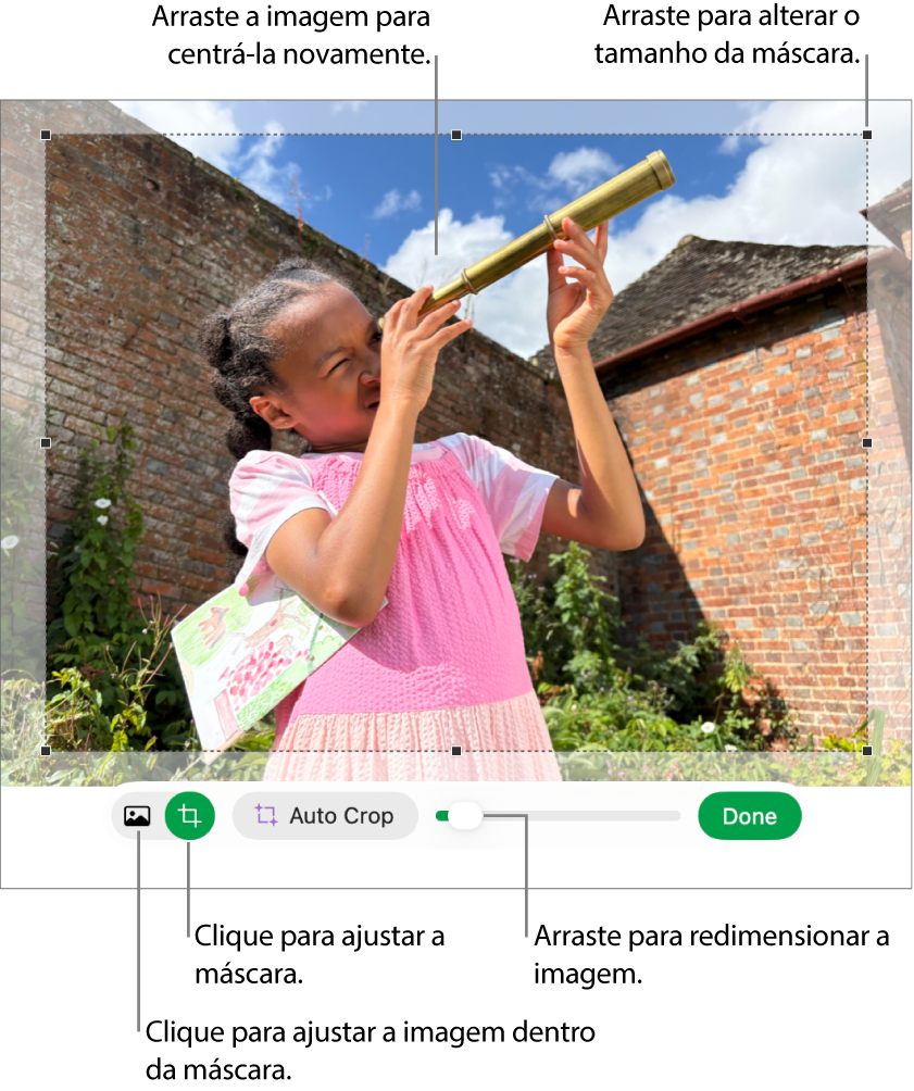 Os controlos de máscara sobre uma fotografia.