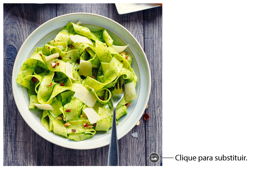 Uma imagem com um botão "Substituir imagem”.