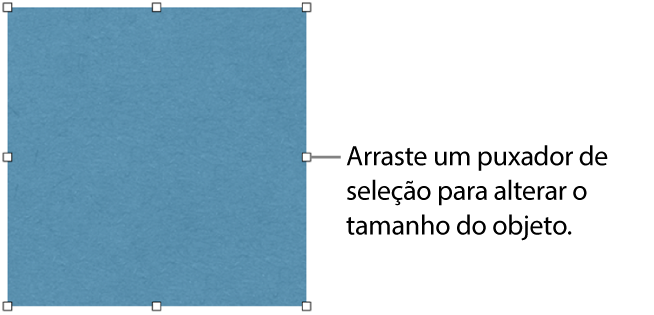 Um objeto com quadrados brancos na sua borda para alterar o tamanho do objeto.