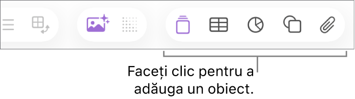 Bara de instrumente Numbers cu butoanele Inserați, Tabel, Diagramă, Text, Formă și Multimedia.