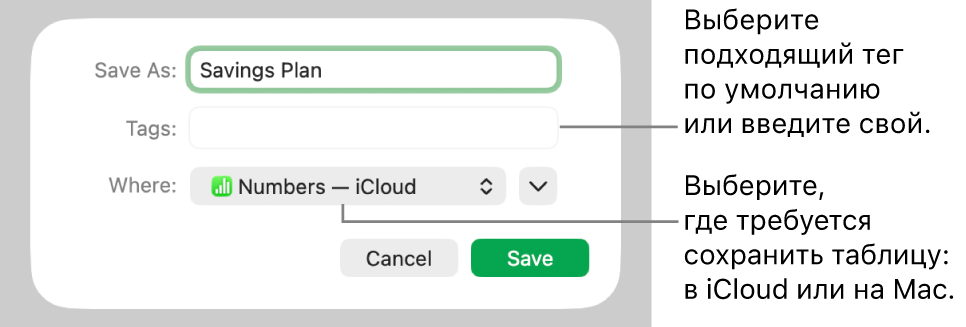 Диалоговое окно «Сохранить как…»