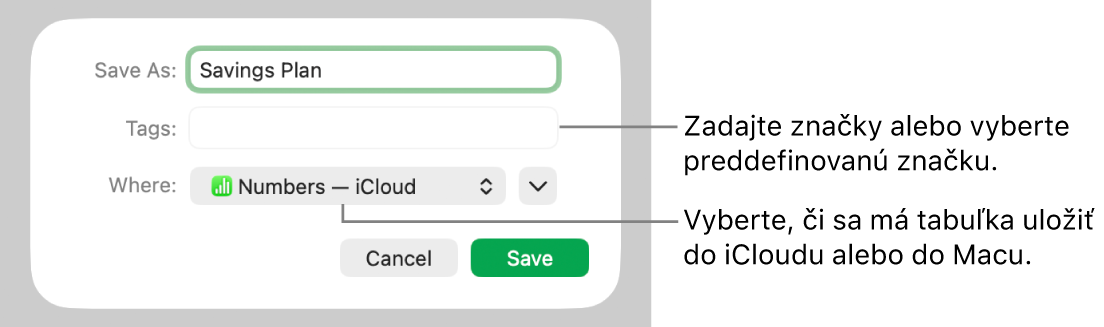Dialógové okno Uložiť ako.