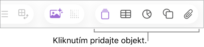 Panel s nástrojmi Numbers s tlačidlami Vložiť, Tabuľka, Graf, Text, Tvar a Médiá.