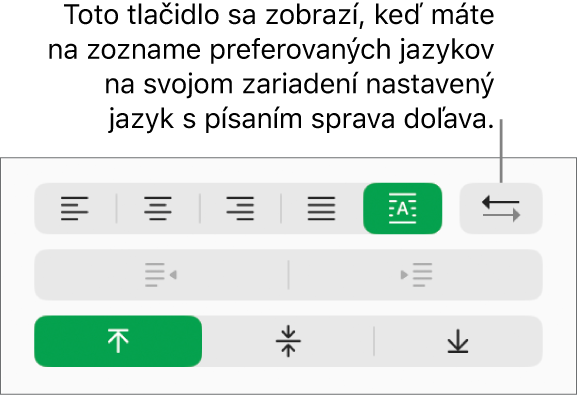 Tlačidlo Smer odseku v časti Zarovnanie postranného panela Formát.