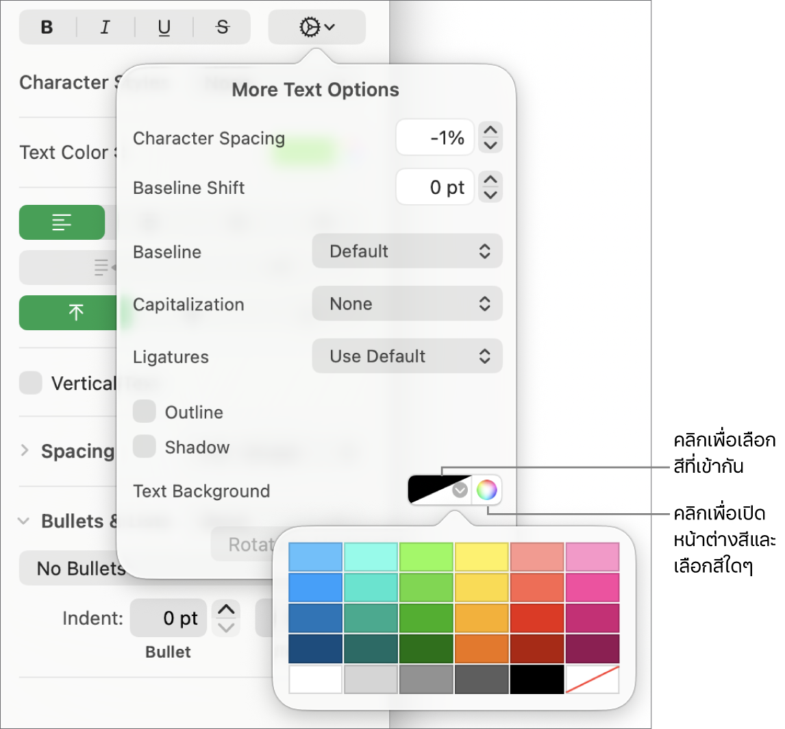 ตัวควบคุมสำหรับเลือกการเติมอักขระ