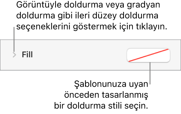Doldurma rengi seçme denetimleri.