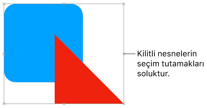 Soluk seçim tutamakları bulunan kilitli nesneler.