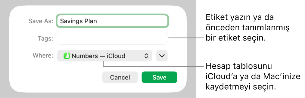 Farklı kaydet sorgu kutusu.