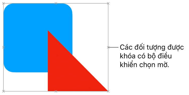 Các đối tượng bị khóa có các bộ điều khiển chọn bị làm mờ.