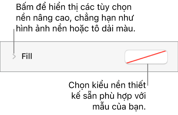 Các điều khiển để chọn màu nền.