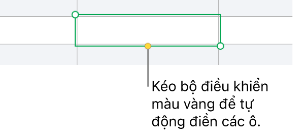 Ô đã chọn có bộ điều khiển màu vàng mà bạn có thể kéo để tự động điền ô.