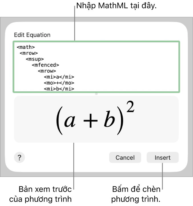 Phương trình tính độ dốc của một đường trong trường Sửa phương trình và bản xem trước của công thức ở bên dưới.