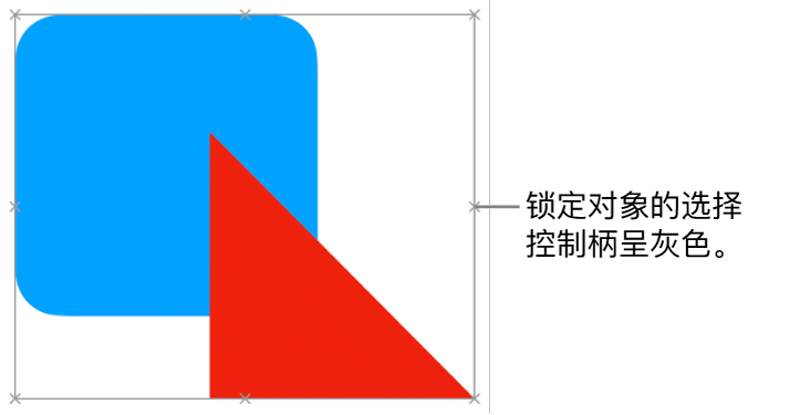 包含灰色选择控制柄的锁定对象。