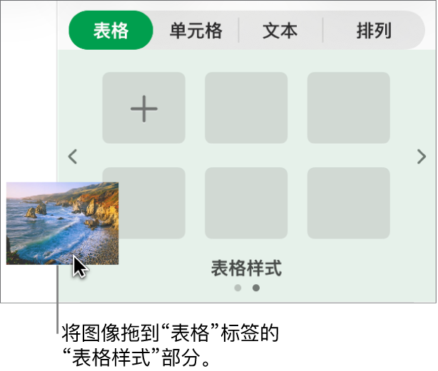 将图像拖移到表格样式以创建新的样式。