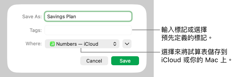 「儲存為」對話框。