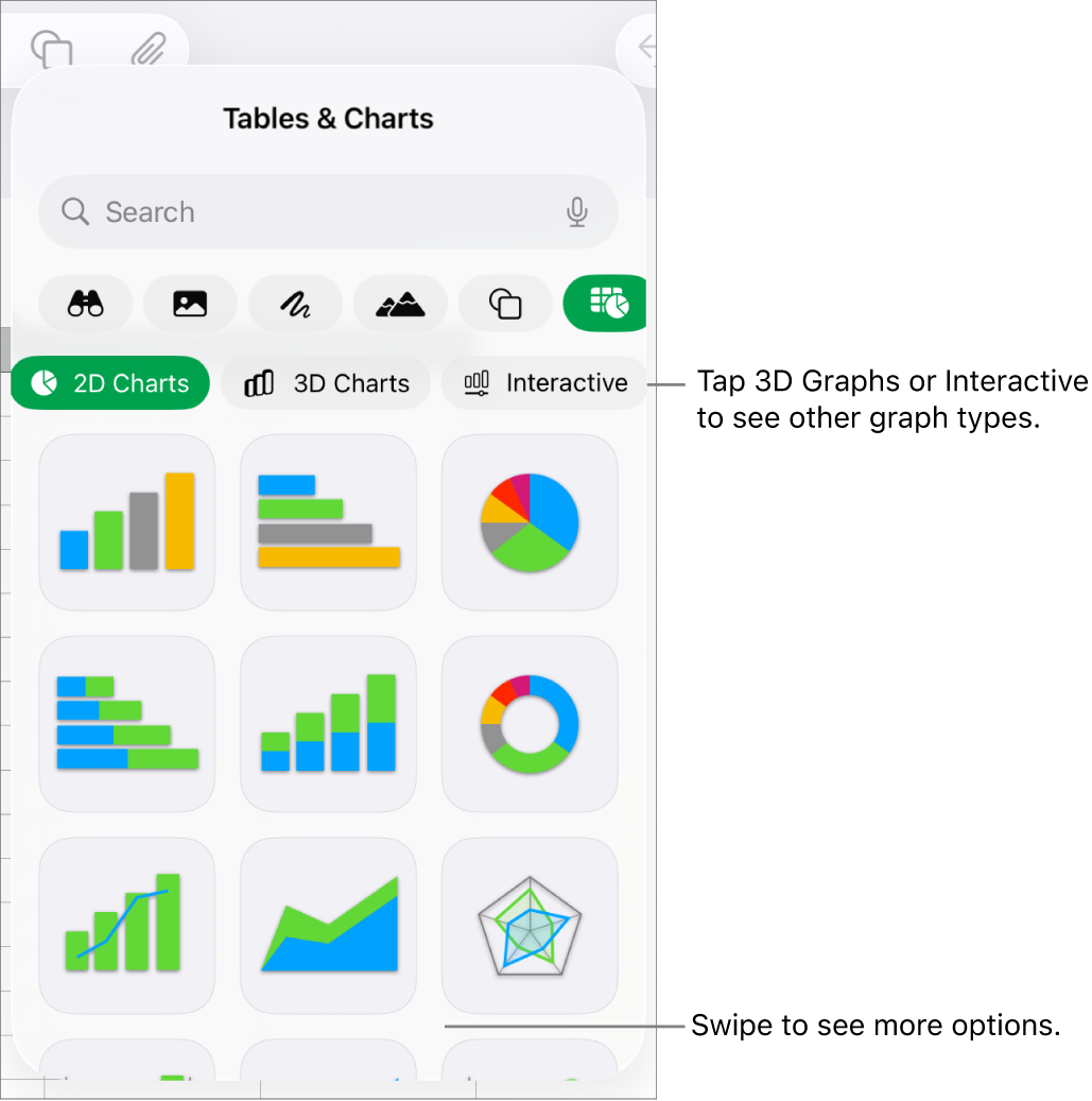The graph menu showing 2D graphs.