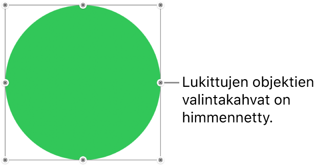 Lukittu objekti, jossa on himmennetyt valintakahvat.
