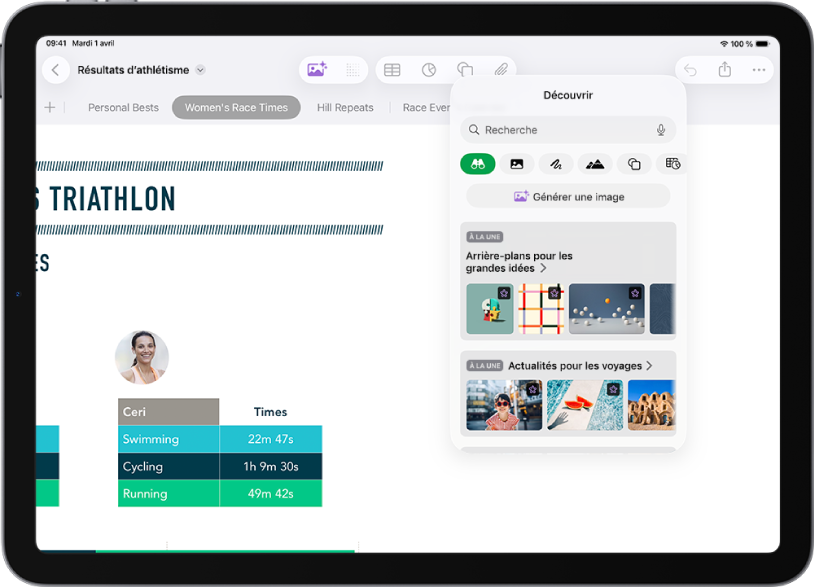 Le bouton Découvrir du centre de contenu affichant des options permettant de générer une image ou d’ajouter des images premium à une feuille de calcul.