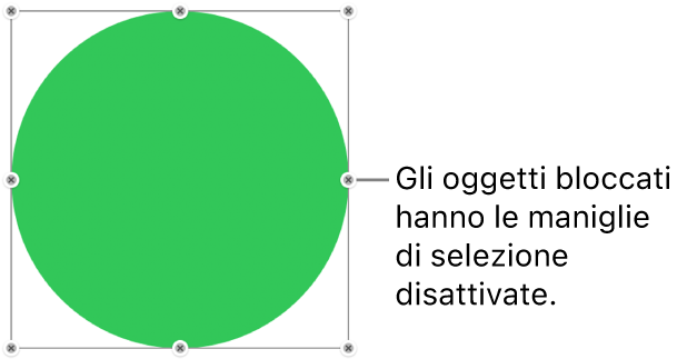 Un oggetto bloccato con maniglie di selezione grigie.