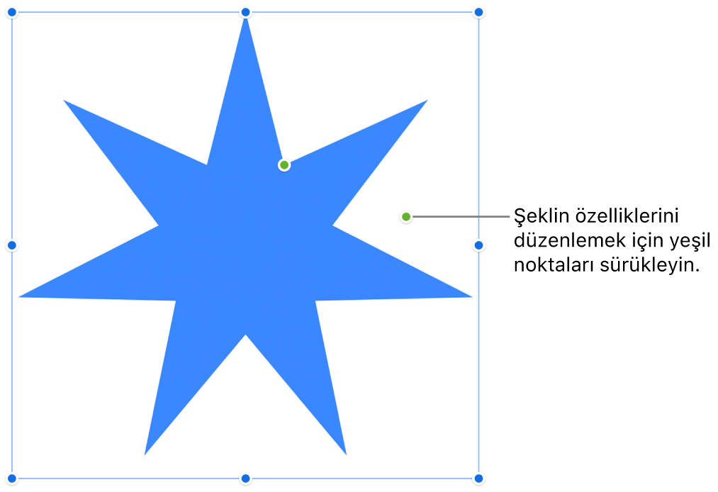 Seçim tutamakları olan bir şekil.