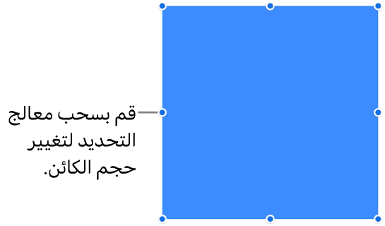 كائن بنقاط زرقاء على حدوده لتغيير حجم الكائن.