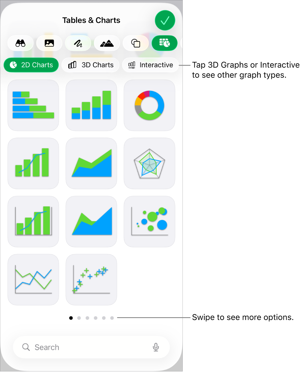 The graph menu showing 2D graphs.