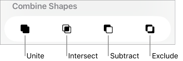 Unite, Intersect, Subtract and Exclude buttons below Combine Shapes.
