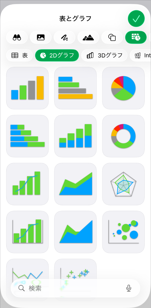 グラフメニュー。2Dグラフが表示された状態。