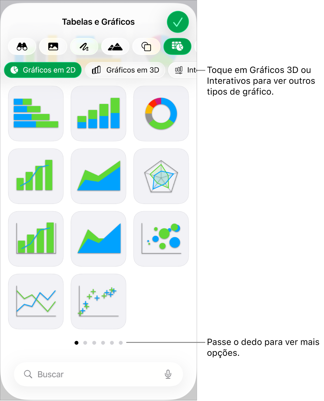 Menu do gráfico mostrando gráficos em 2D.