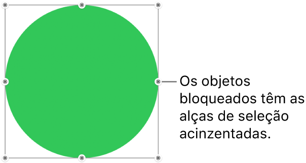 Um objeto bloqueado com puxadores de seleção esmaecidos.