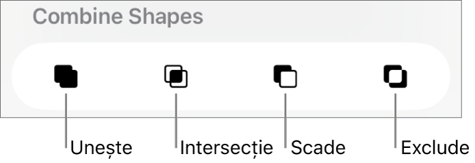 Butoanele Unește, Intersecție, Scade și Exclude de sub Combină formele .