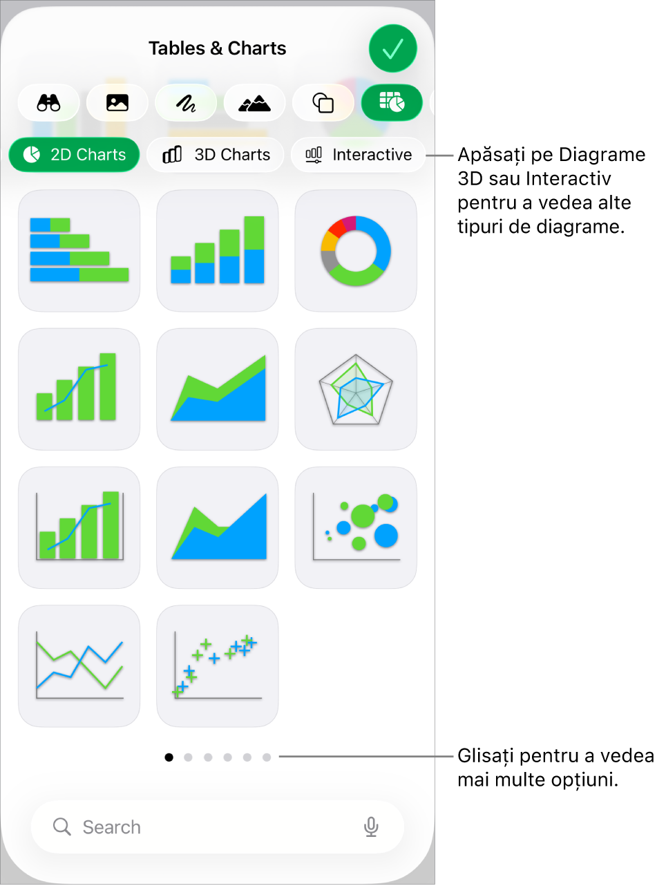 Meniul Diagramă afișând diagrame 2D.