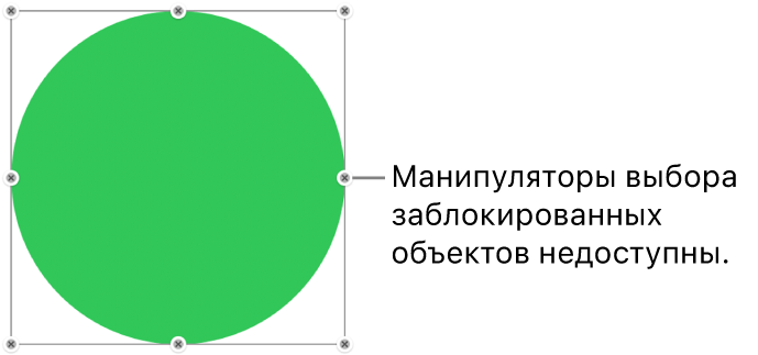 Закрепленный объект с недоступными манипуляторами выбора.