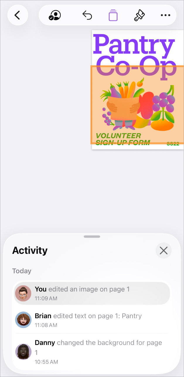 قائمة التعاون مفتوحة ويظهر بها المشاركون الحاليون.