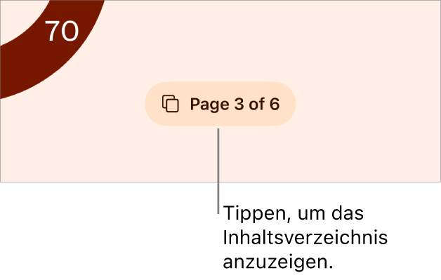 Ein geöffnetes Dokument mit der Seitenangabe „3 von 3“ unten in der Mitte des Bildschirms
