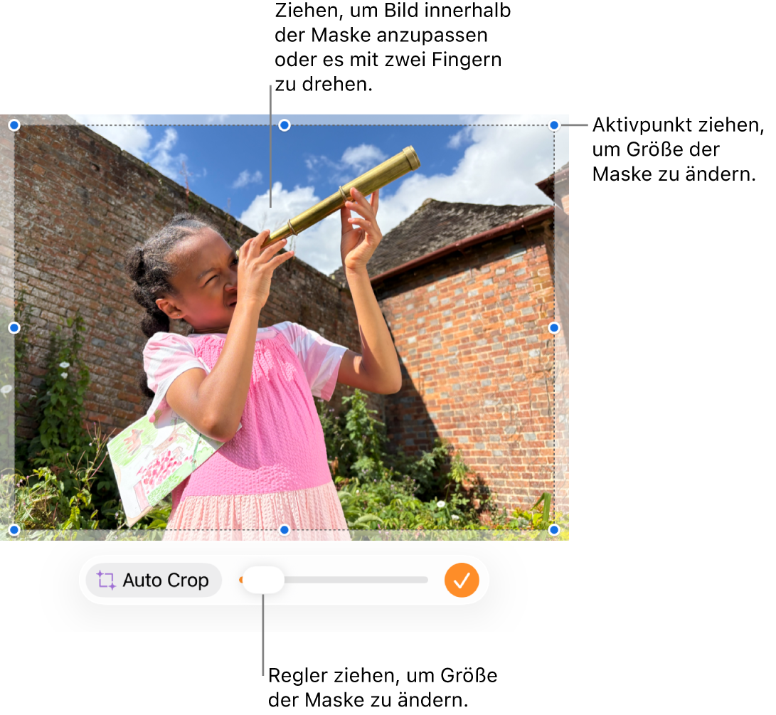 Maskierungssteuerelemente über einem Foto