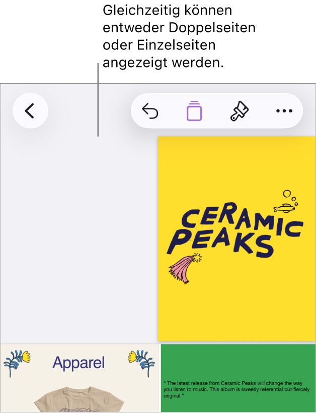 Ein Dokument mit Seiten, die als Doppelseiten angeordnet sind.