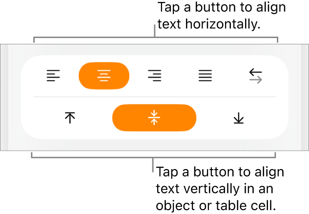 Horizontal and vertical alignment buttons for text.