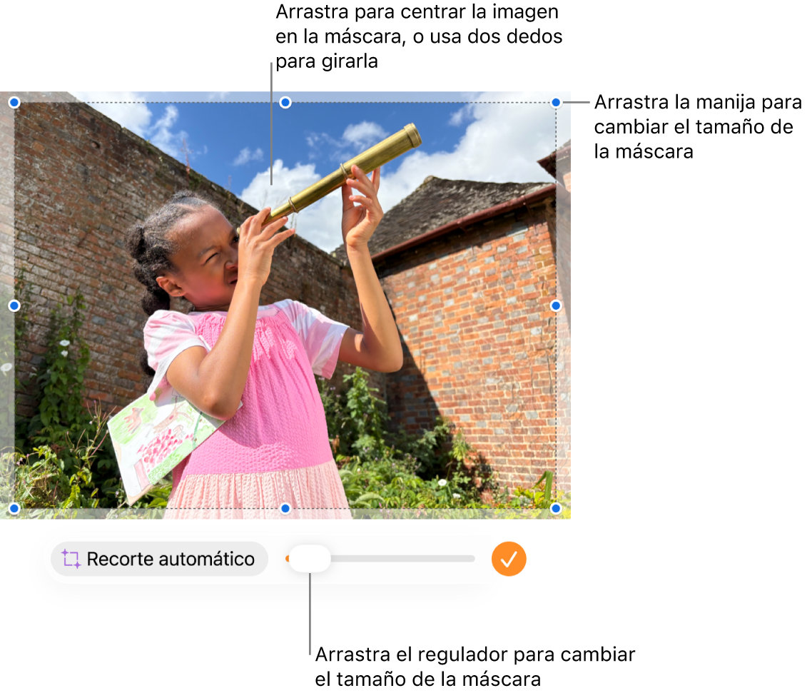 Controles de máscara sobre una foto.
