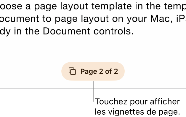 Un document ouvert avec le bouton du numéro de page au milieu du bas de l’écran.
