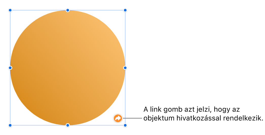 Link gomb egy alakzaton.