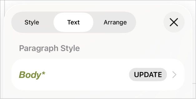 Gaya Badan paragraf dengan asterisk di sampingnya.