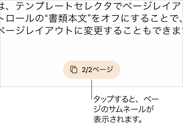 開いている書類。画面下部中央にページ番号ボタンが表示されています。