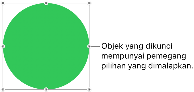 Objek yang dikunci dengan pemegang pilihan yang dimalapkan.