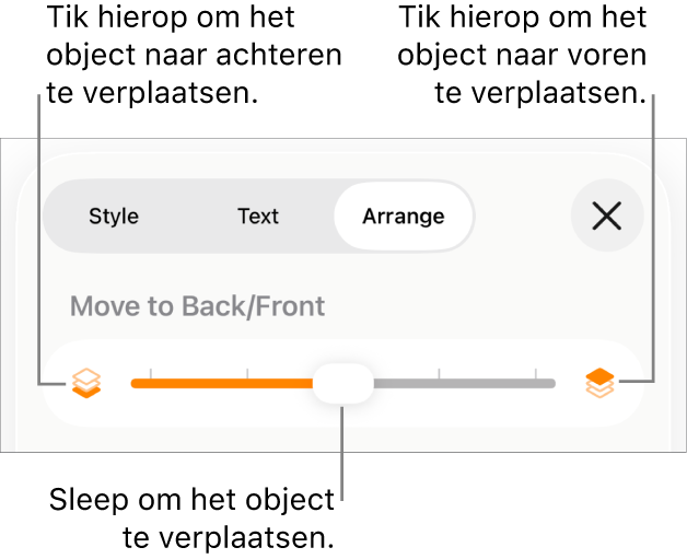 De achteruitknop, de vooruitknop en de schuifknop voor lagen.