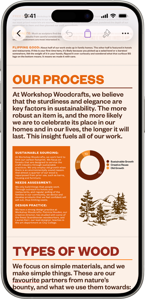 Een vorm met tekst die er aan drie kanten omheen loopt.