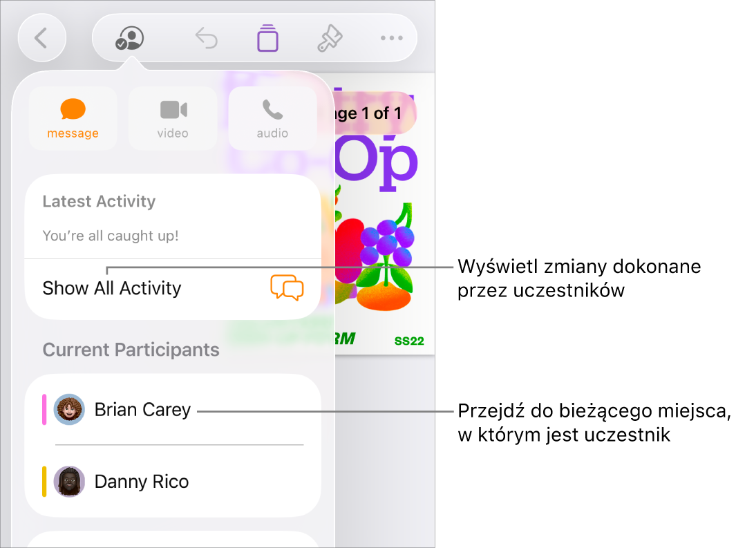 Menu współpracy z wymienionymi aktualnymi uczestnikami.