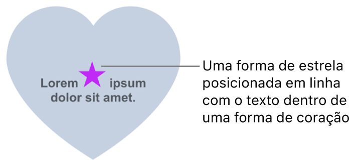 Uma forma de estrela aparece alinhada ao texto dentro de uma forma de coração.