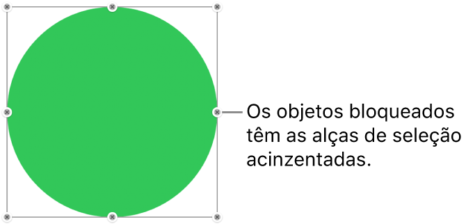 Um objeto bloqueado com puxadores de seleção esmaecidos.