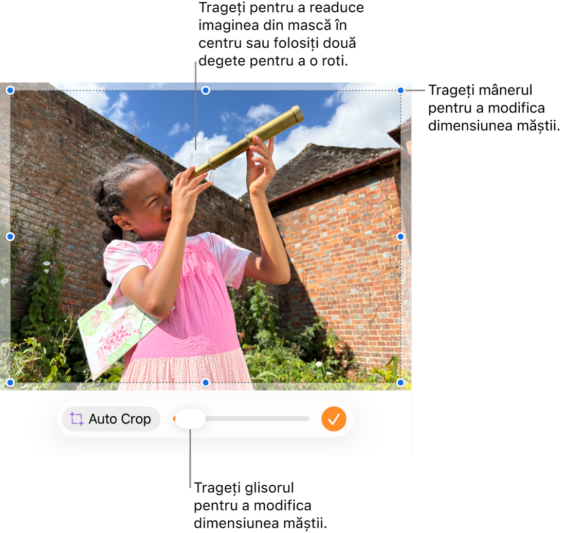 Comenzile de mascare peste o poză.